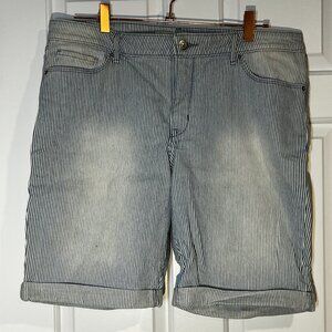 Levi's long cotton striped denim shorts